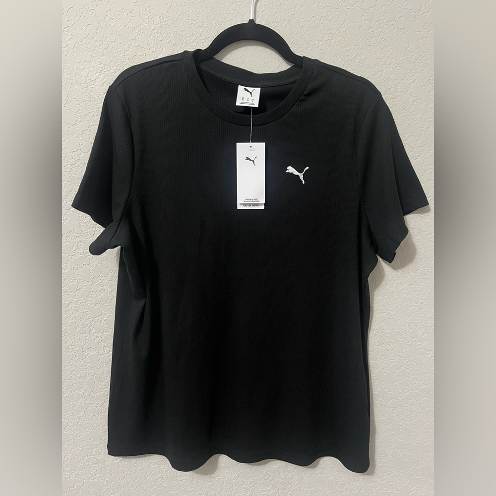 Puma Black Short Sleeve Tee with Logo